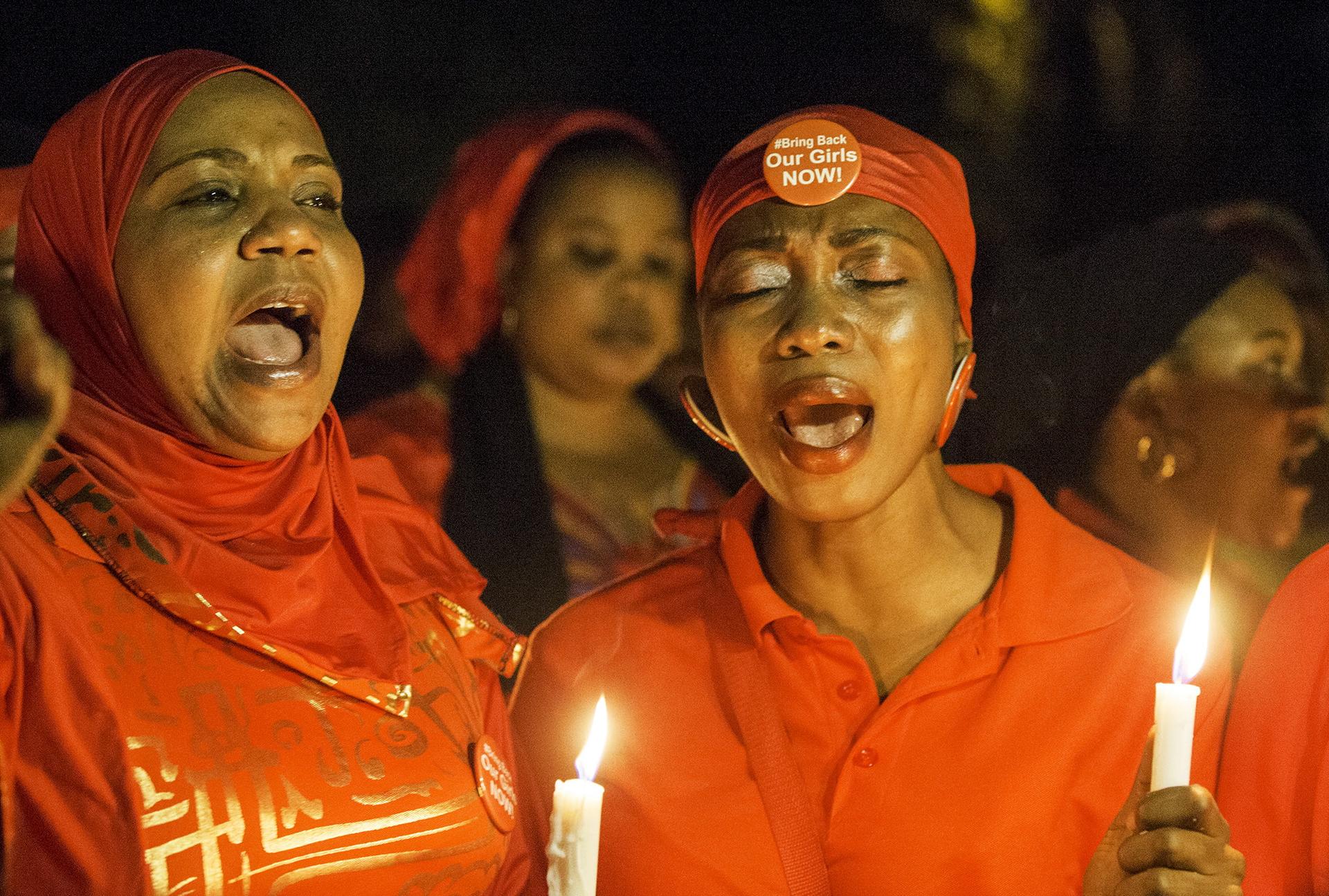 Nigerians held vigils for the girls kidnapped by the extremist group Boko Haram on the one year anniversary of their abduction, April 14, 2015.