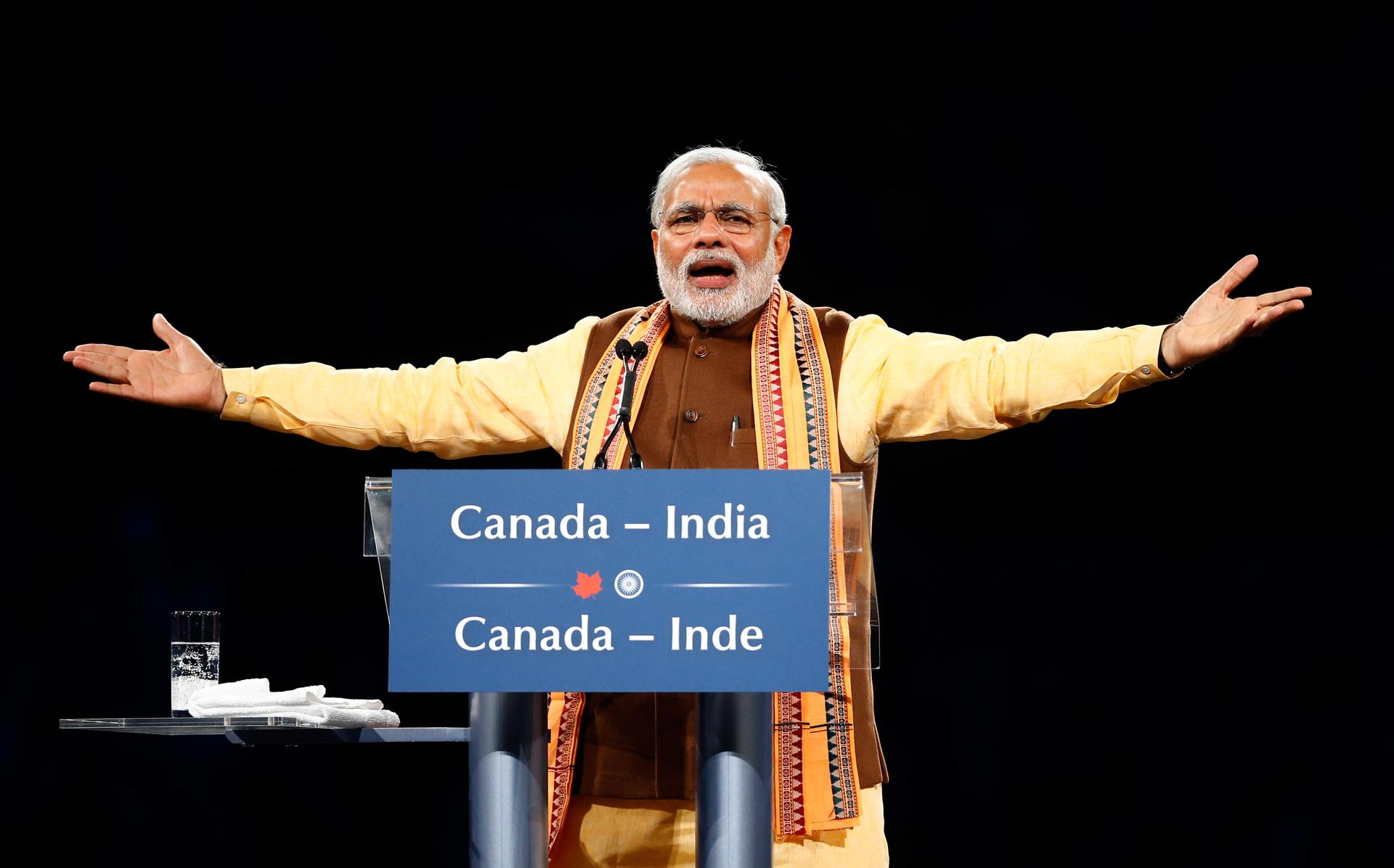 Indian Prime Minister Narendra Modi during a speech in Toronto, Canada, on April 15, 2015.