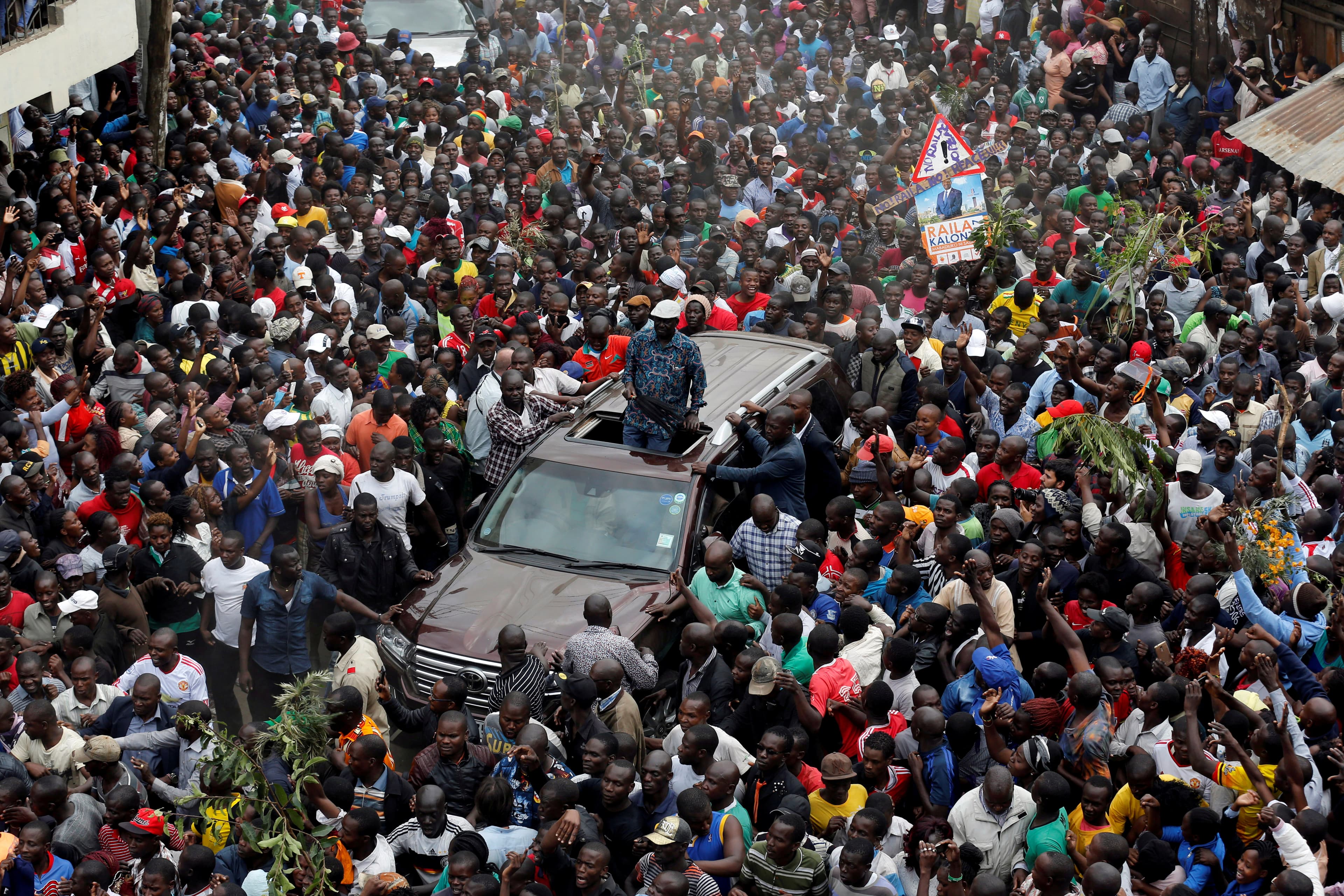 people outside in a crowd