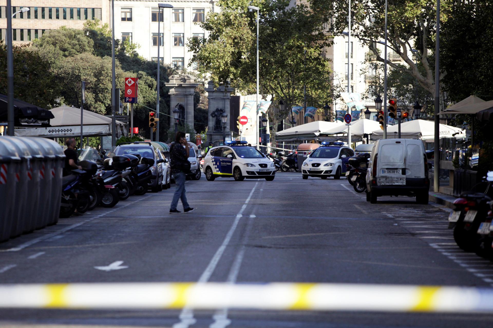 A street is cordoned off after a van crashed into pedestrians near the Las Ramblas avenue in central Barcelona, Spain August 17, 2017.