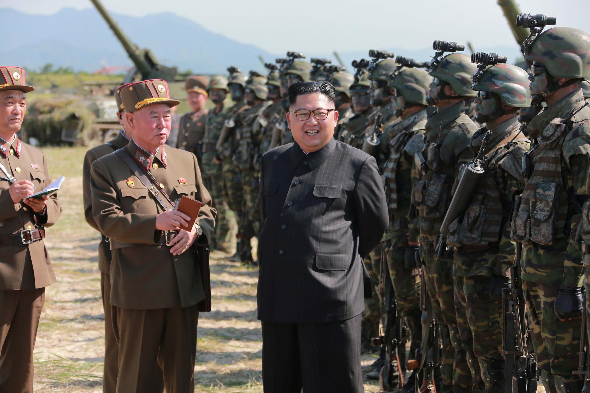 North Korean leader Kim Jong Un guides a target-striking contest of the special operation forces of the Korean People's Army (KPA). 