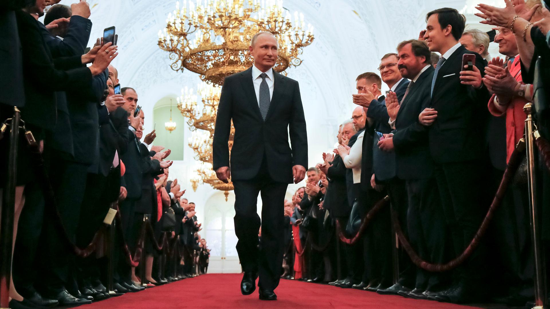 Russian President Vladimir Putin attends his fourth inauguration ceremony at the Kremlin in Moscow, Russia, May 7, 2018.