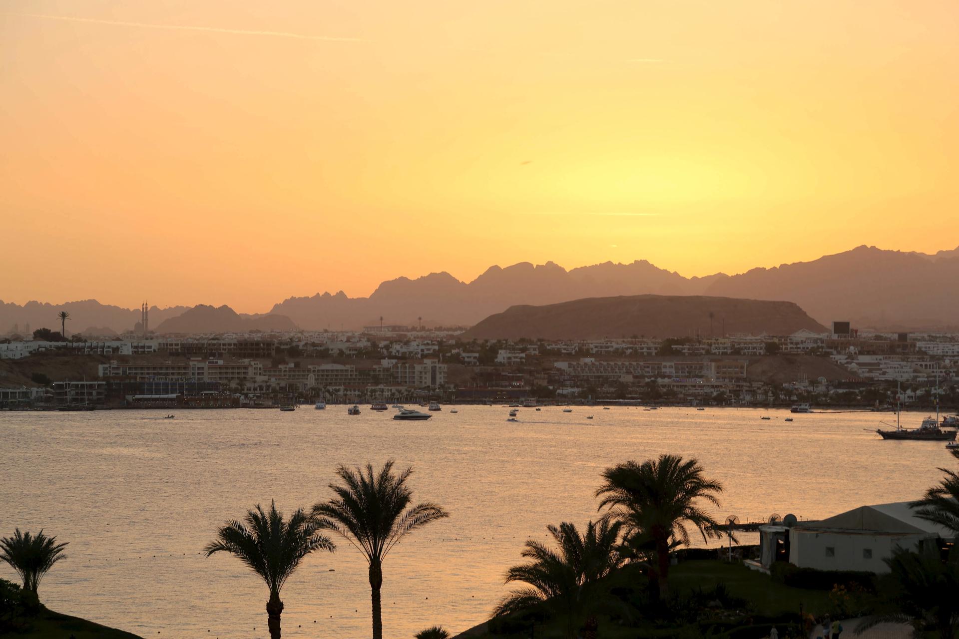 A general view of Naama bay during sunset in the Red Sea resort of Sharm el-Sheikh, November 7, 2015.