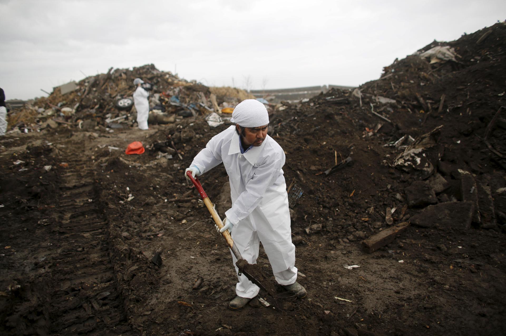 Man looks for a missing loved one in Fukushima 