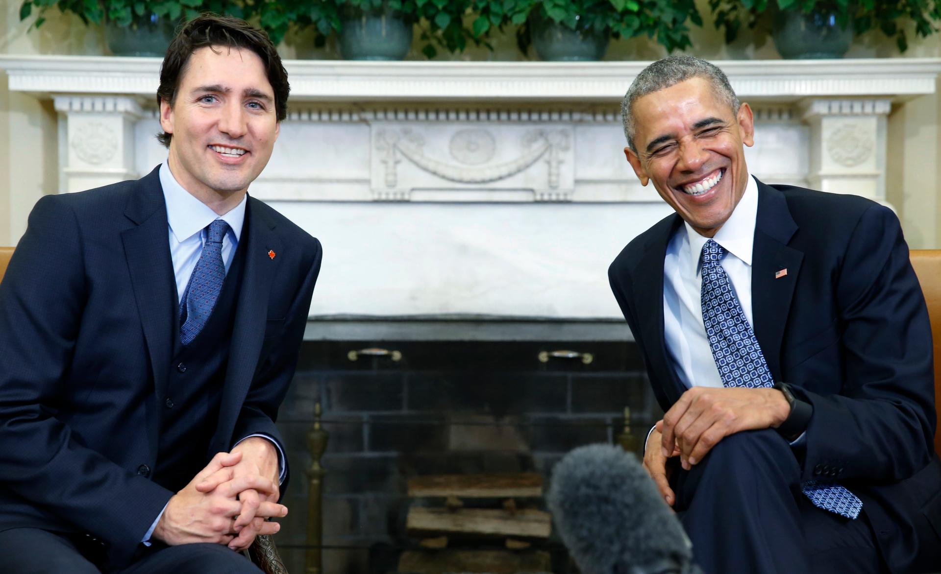 President Barack Obama meets with Canadian Prime Minister Justin Trudeau in the Oval Office of the White House in Washington March 10, 2016.