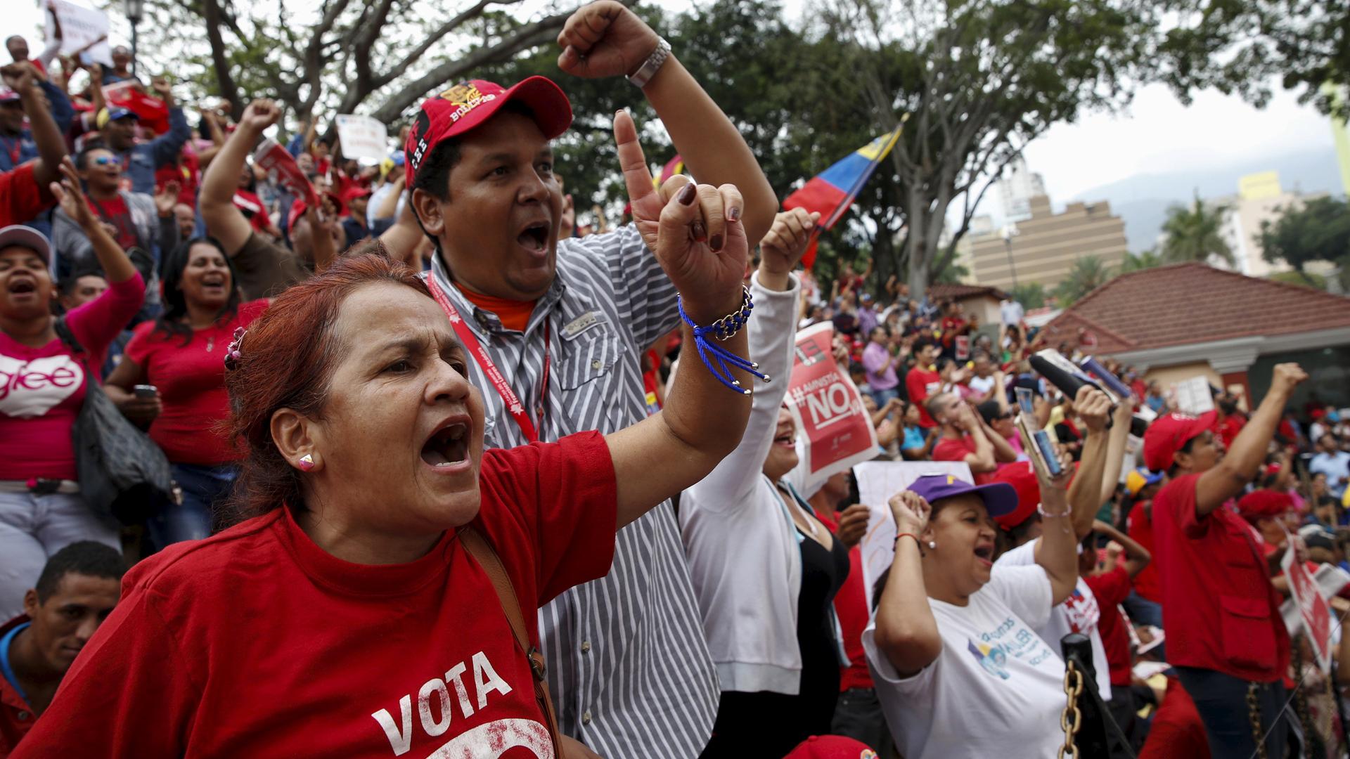 Supporters of Venezuela's President, Nicolas Maduro, during a rally in Caracas, Thursday.