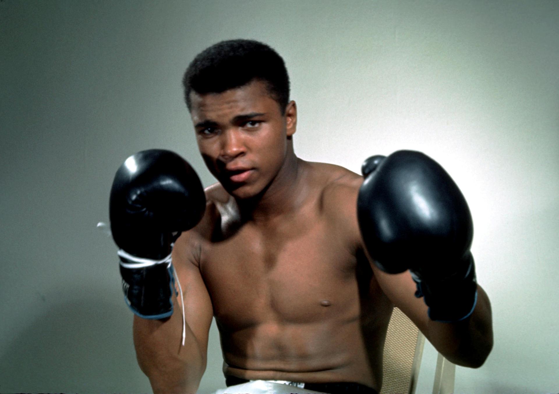 Muhammad Ali posing in an undated portrait.