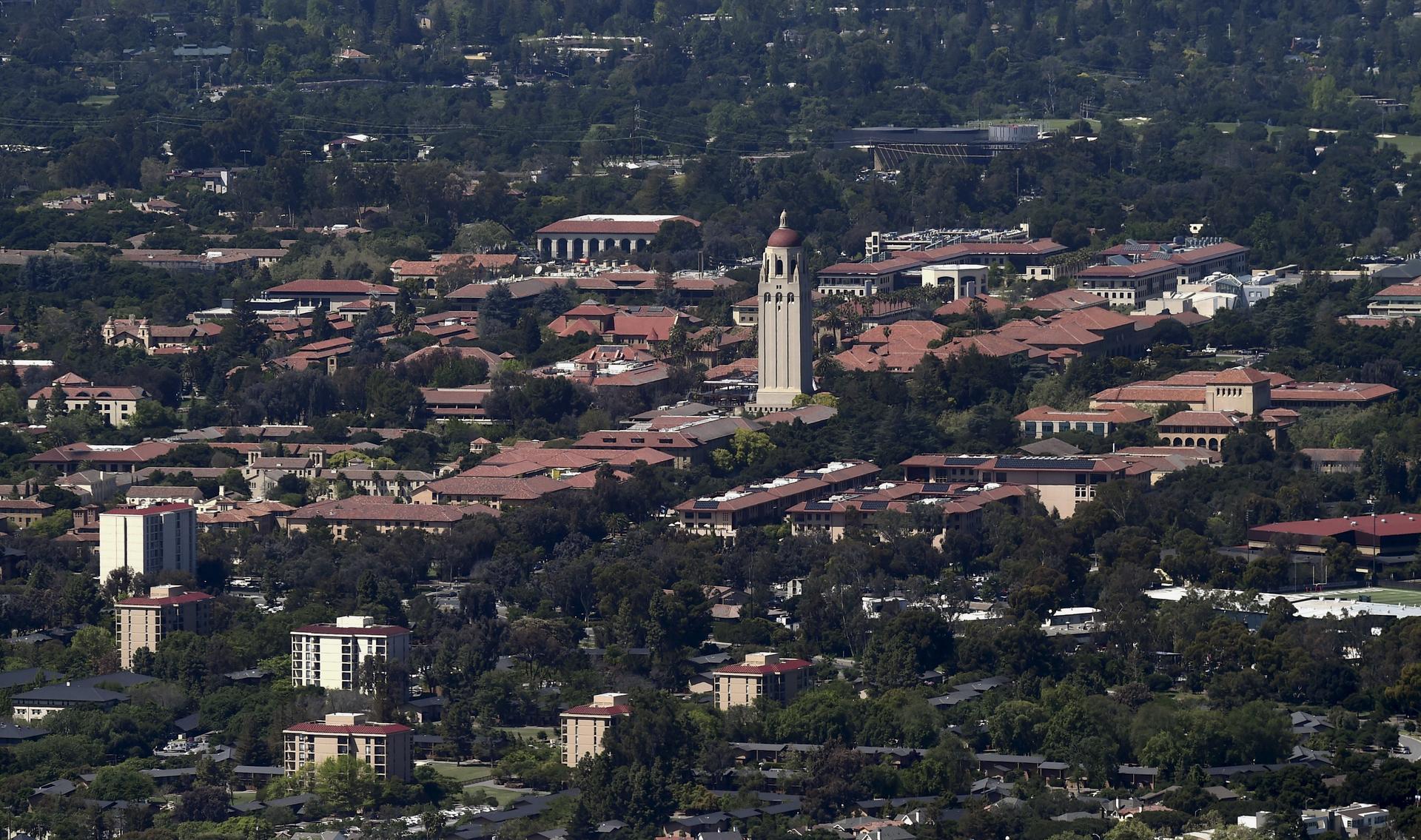 Stanford University's campus is seen in an aerial photo in Stanford, California, United States on April 6, 2016.