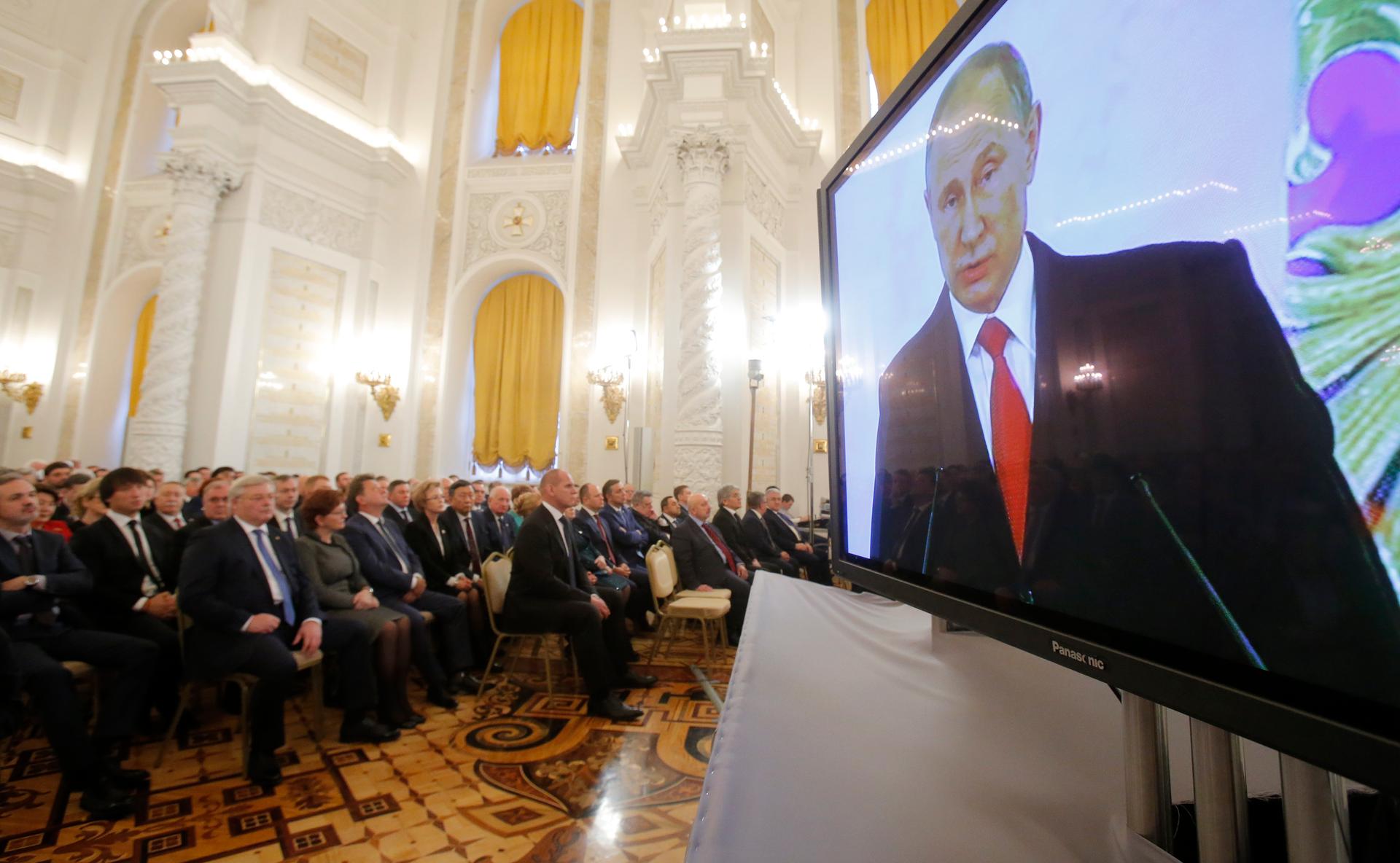 Russian President Vladimir Putin gave his annual state of the nation address at the Kremlin earlier in December.