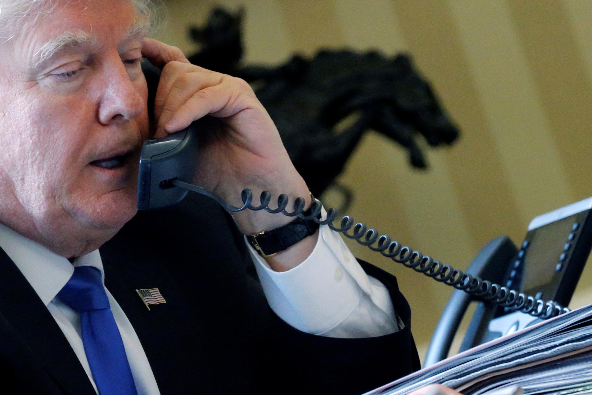 US President Donald Trump speaks by phone with Russia's President Vladimir Putin 