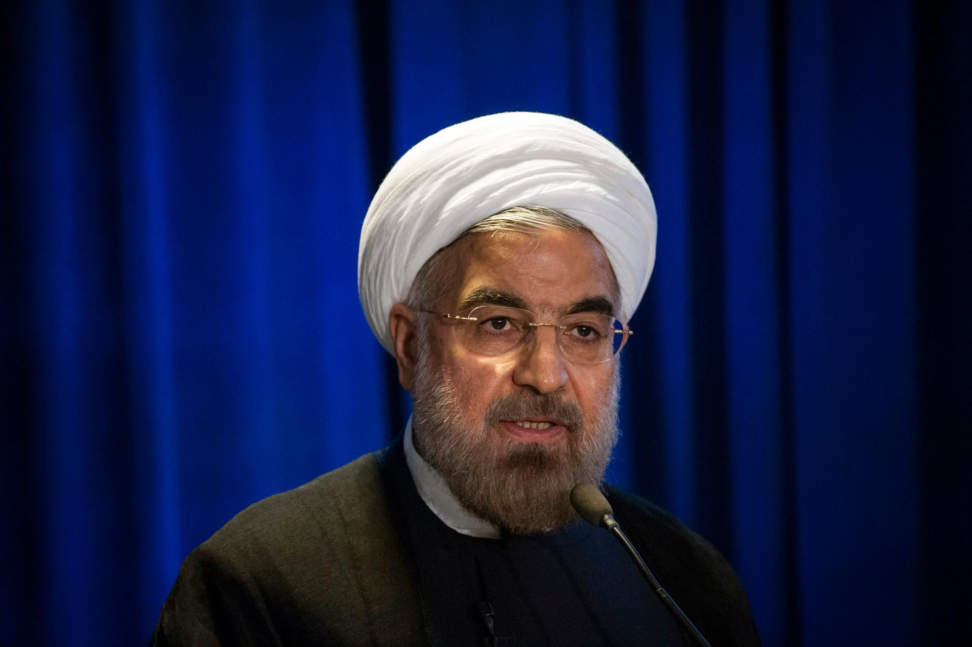 Iran's President Hasan Rouhani speaks during an event in New York