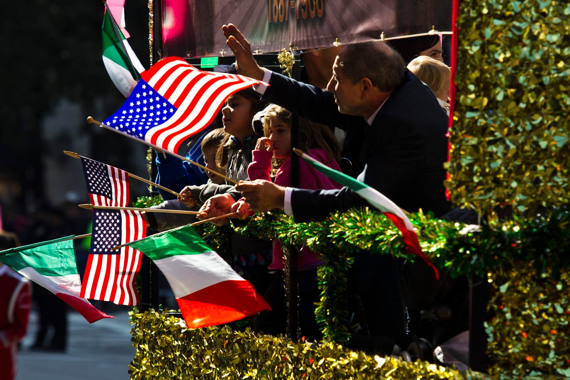 People take part in the 69th Annual Columbus Day Parade in New York in 2013.