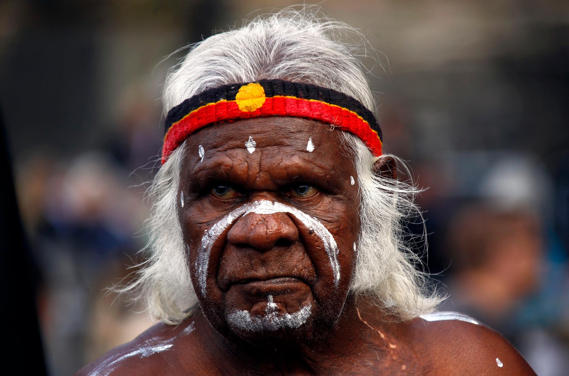 An Aboriginal performer in Sydney, Australia. Aboriginal languages in Australia are among the fastest-disappearing tongues in the world.