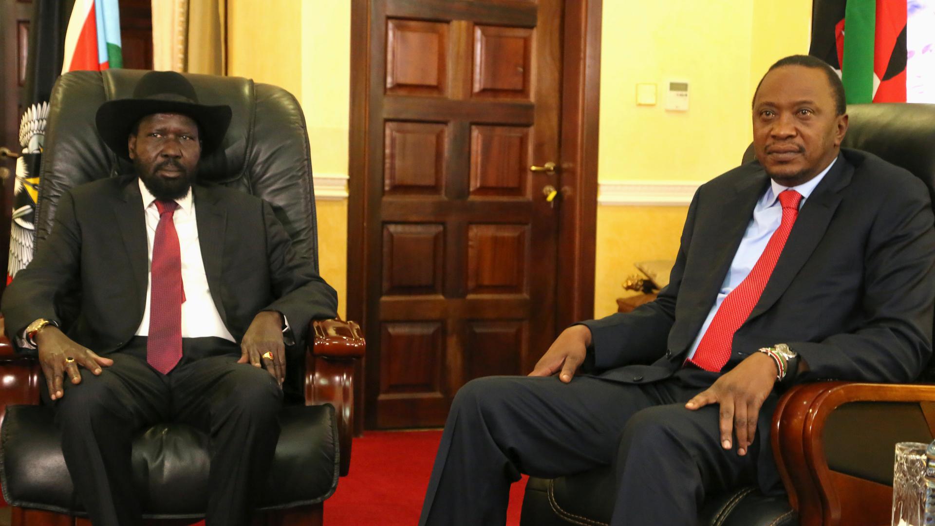 Salva Kiir and Kenya's President Uhuru Kenyatta