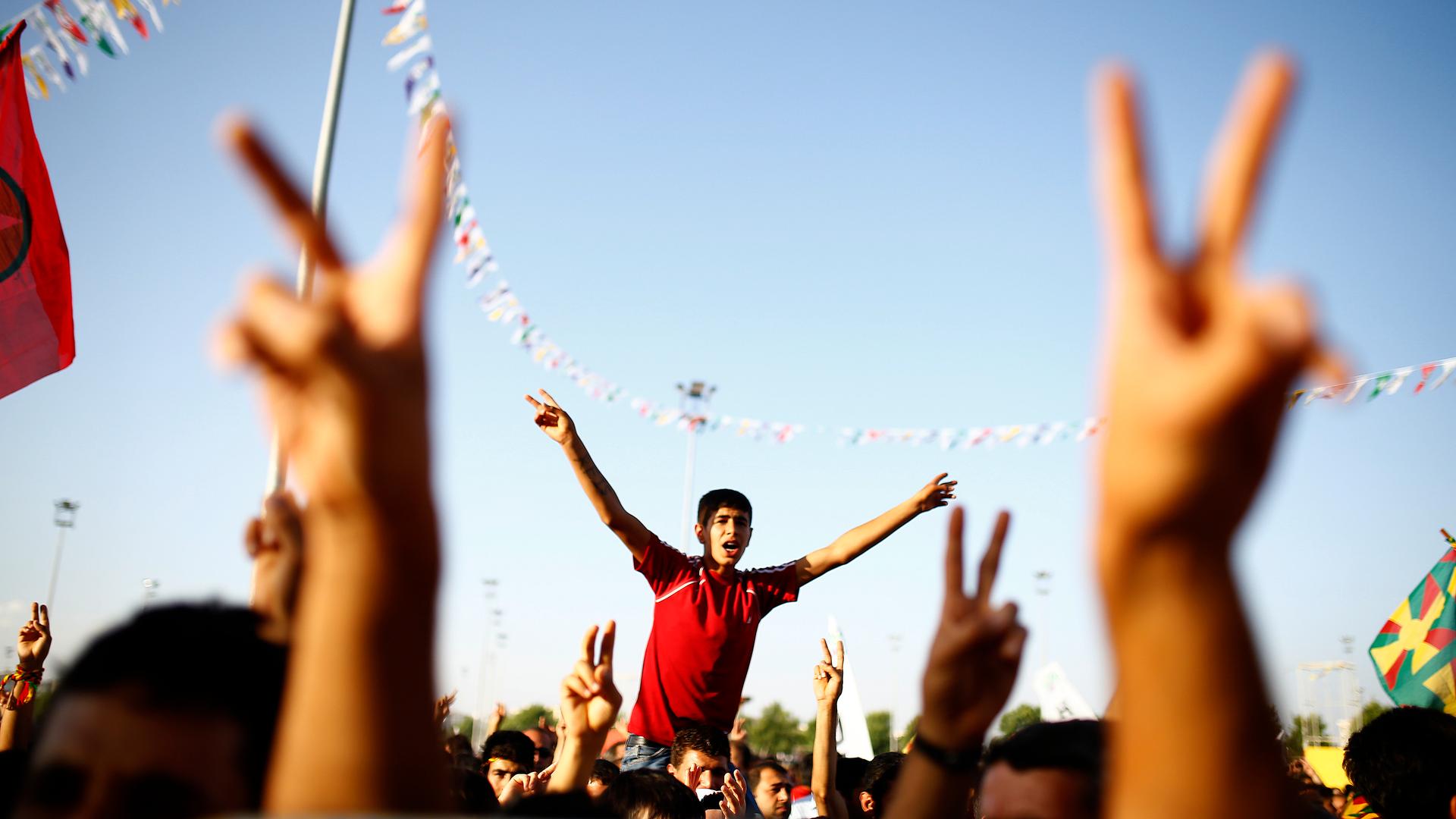 Opposition supporters celebrate in eastern Turkey.