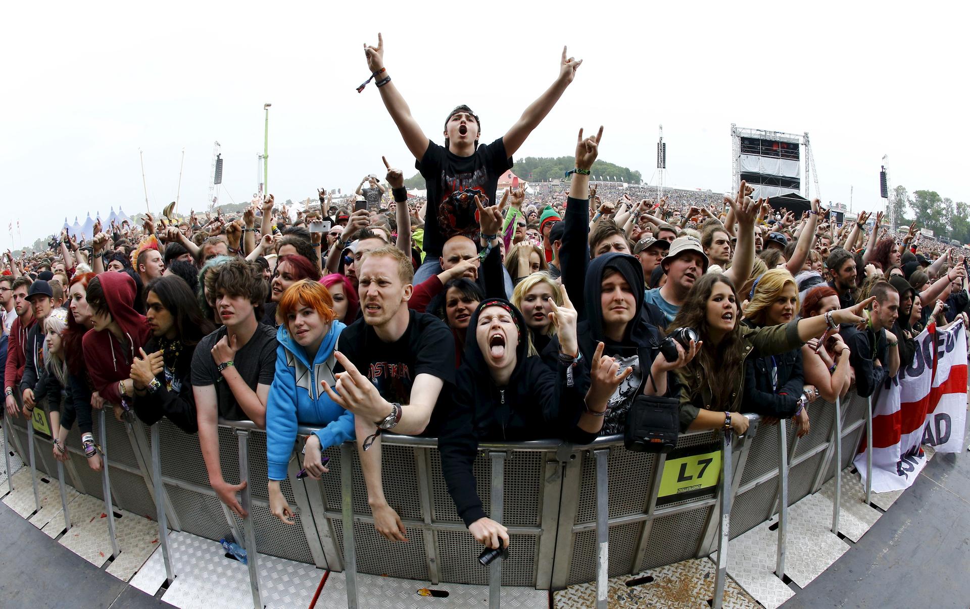 Fans at the Download Festival in Donington Park, Leicestershire, England