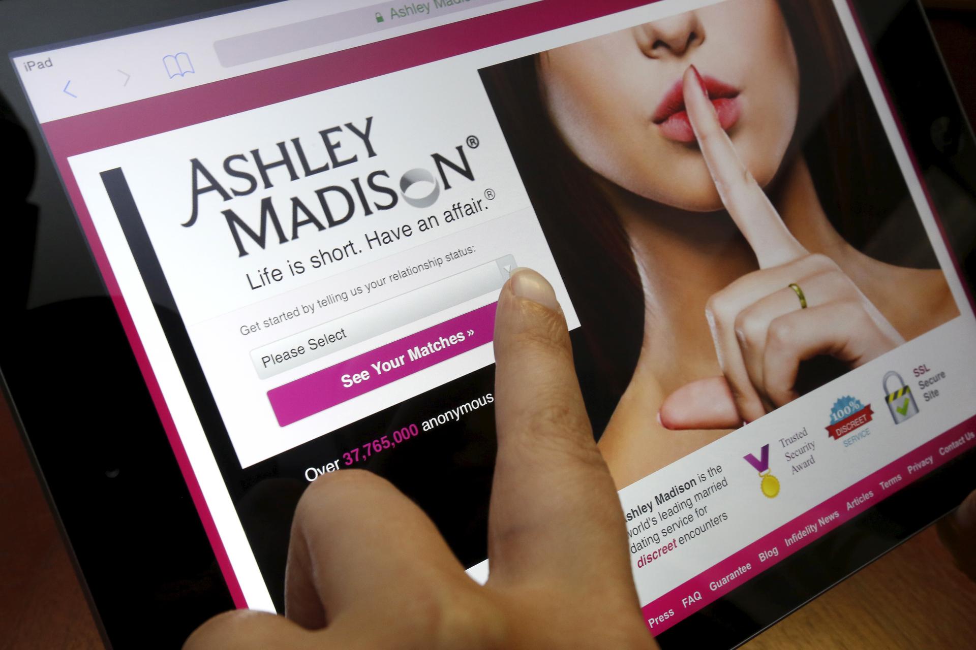 The homepage of the Ashley Madison website is displayed on an iPad, in this photo illustration taken in Ottawa, Canada July 21, 2015. 