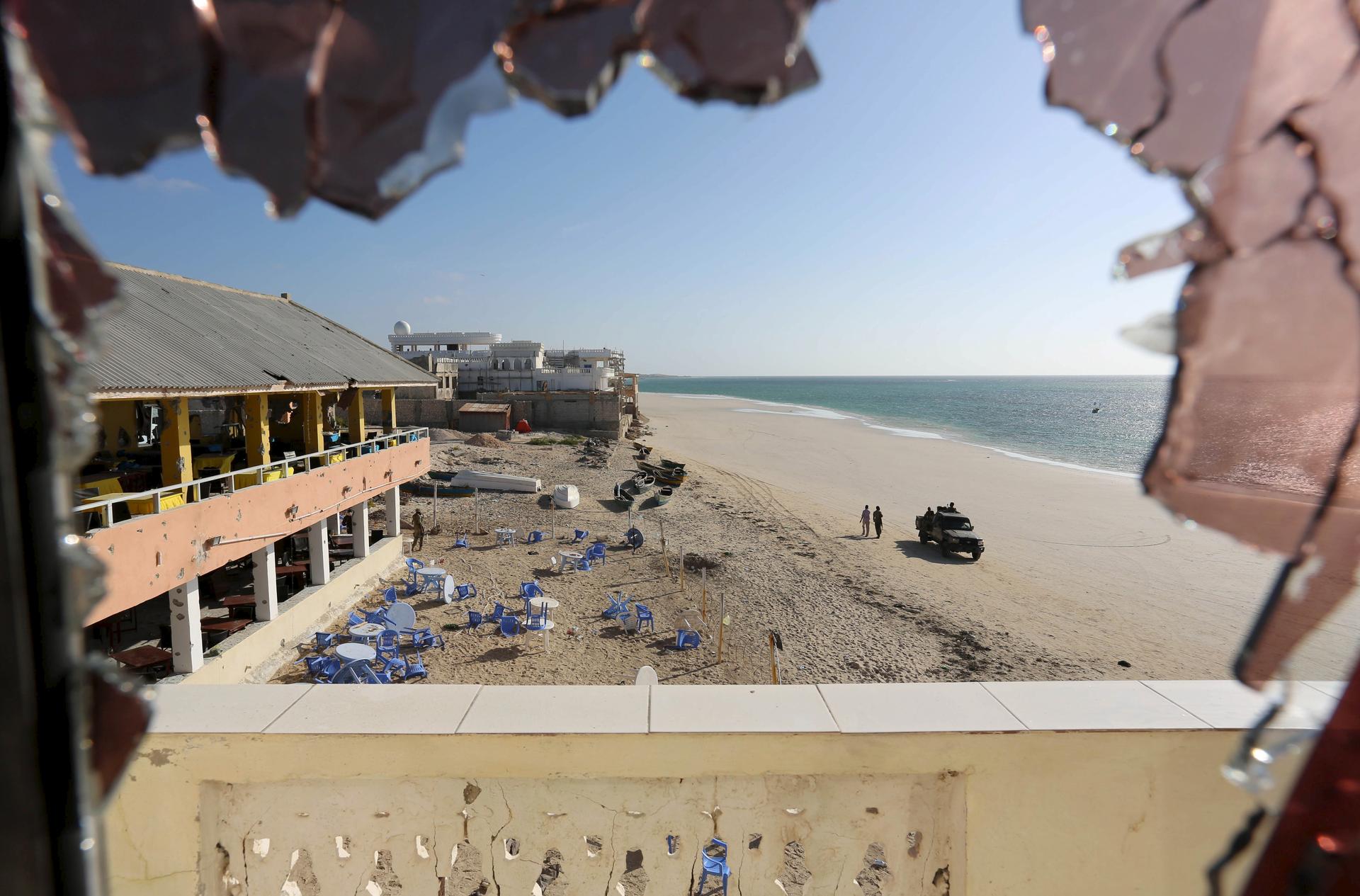 Lido beach after an attack on a hotel, in Mogadishu.