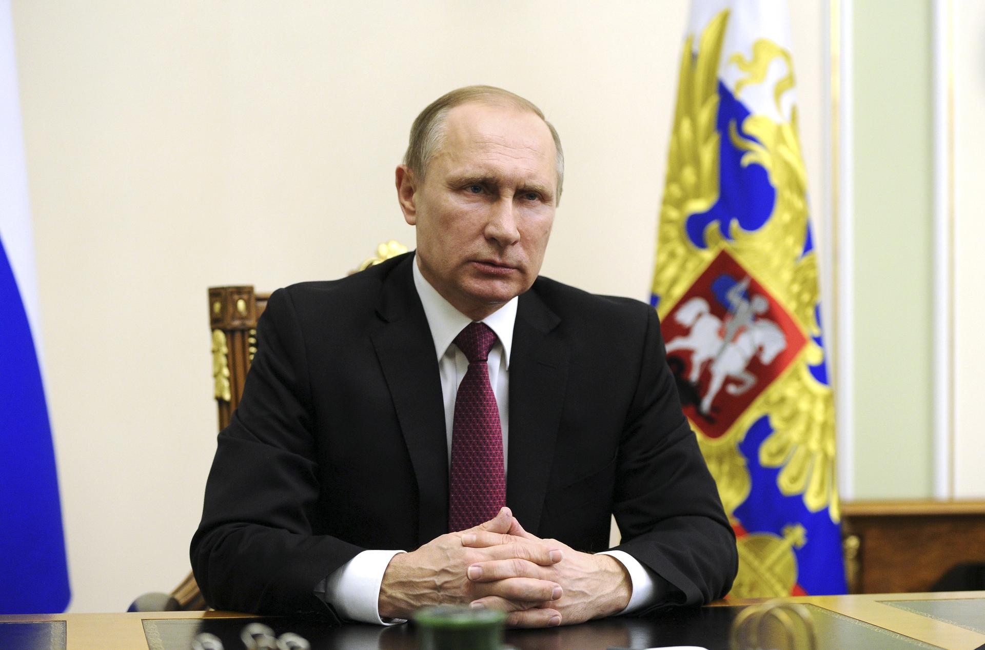 Russia President Vladimir Putin makes a statement in Moscow region, Russia, February 22, 2016.