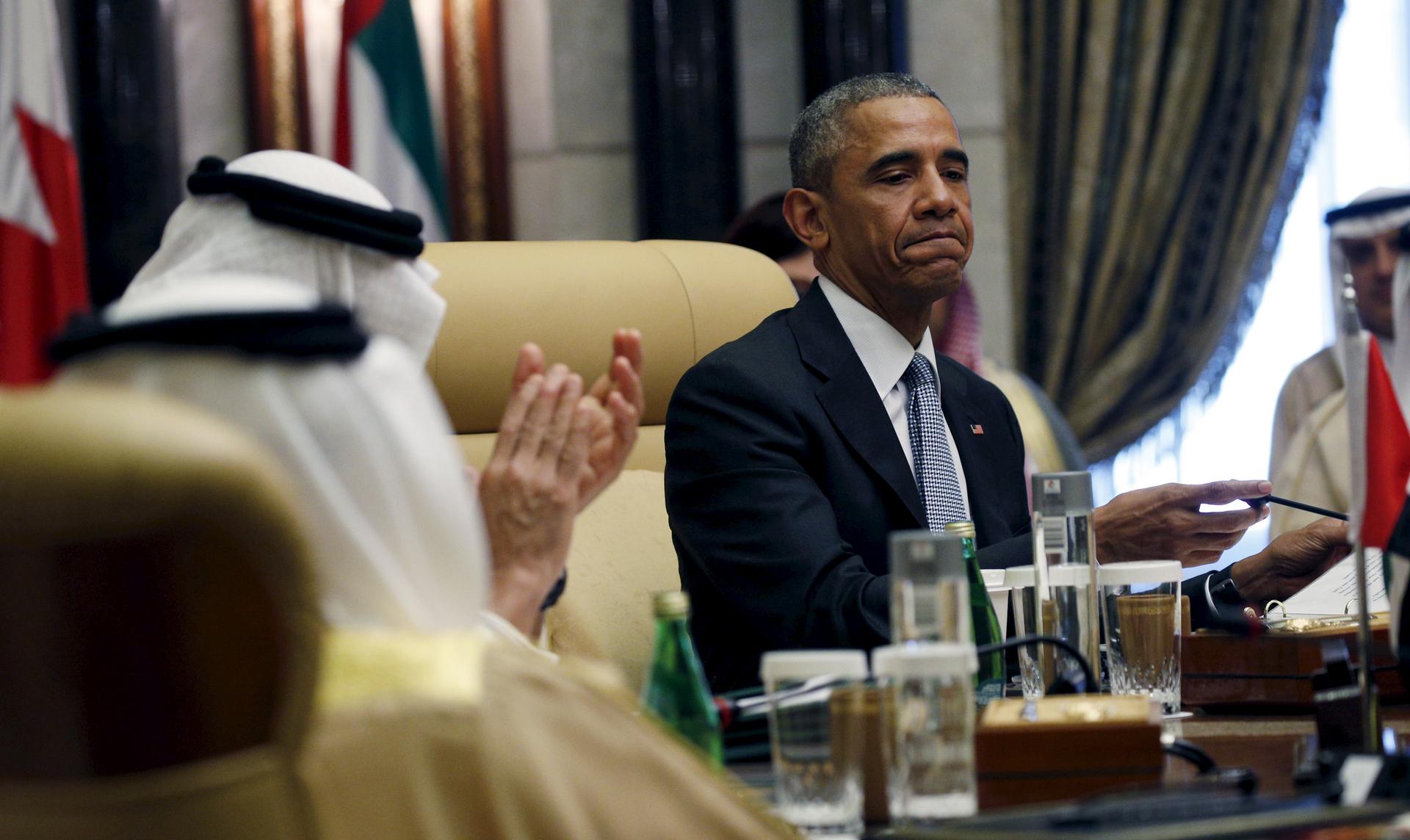 President Barack Obama at a summit of the Gulf Cooperation Council in Riyadh, Saudi Arabia.