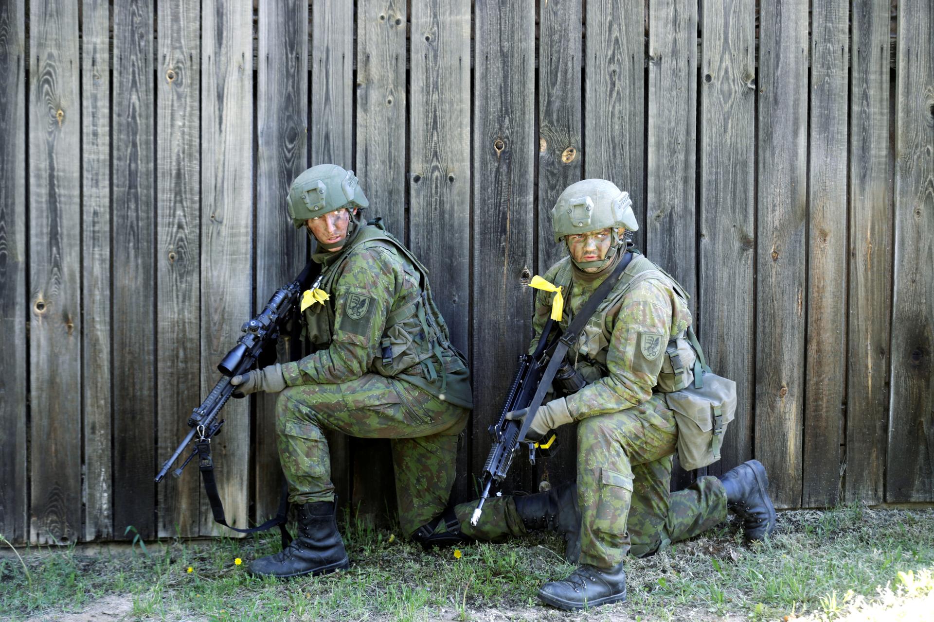 Lithuanian soldiers during military exercises in Rapina, Estonia.