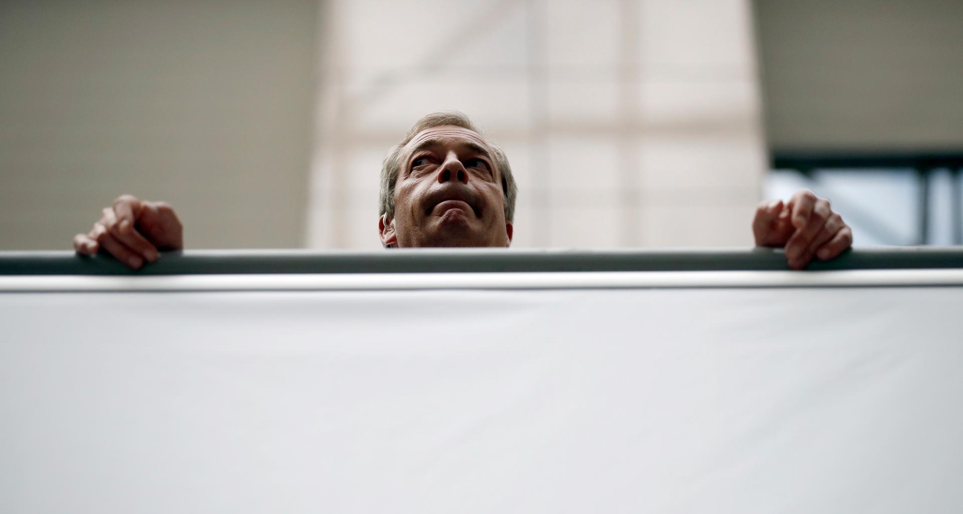 The leader of the United Kingdom Independence Party, Nigel Farage, in Brussels 