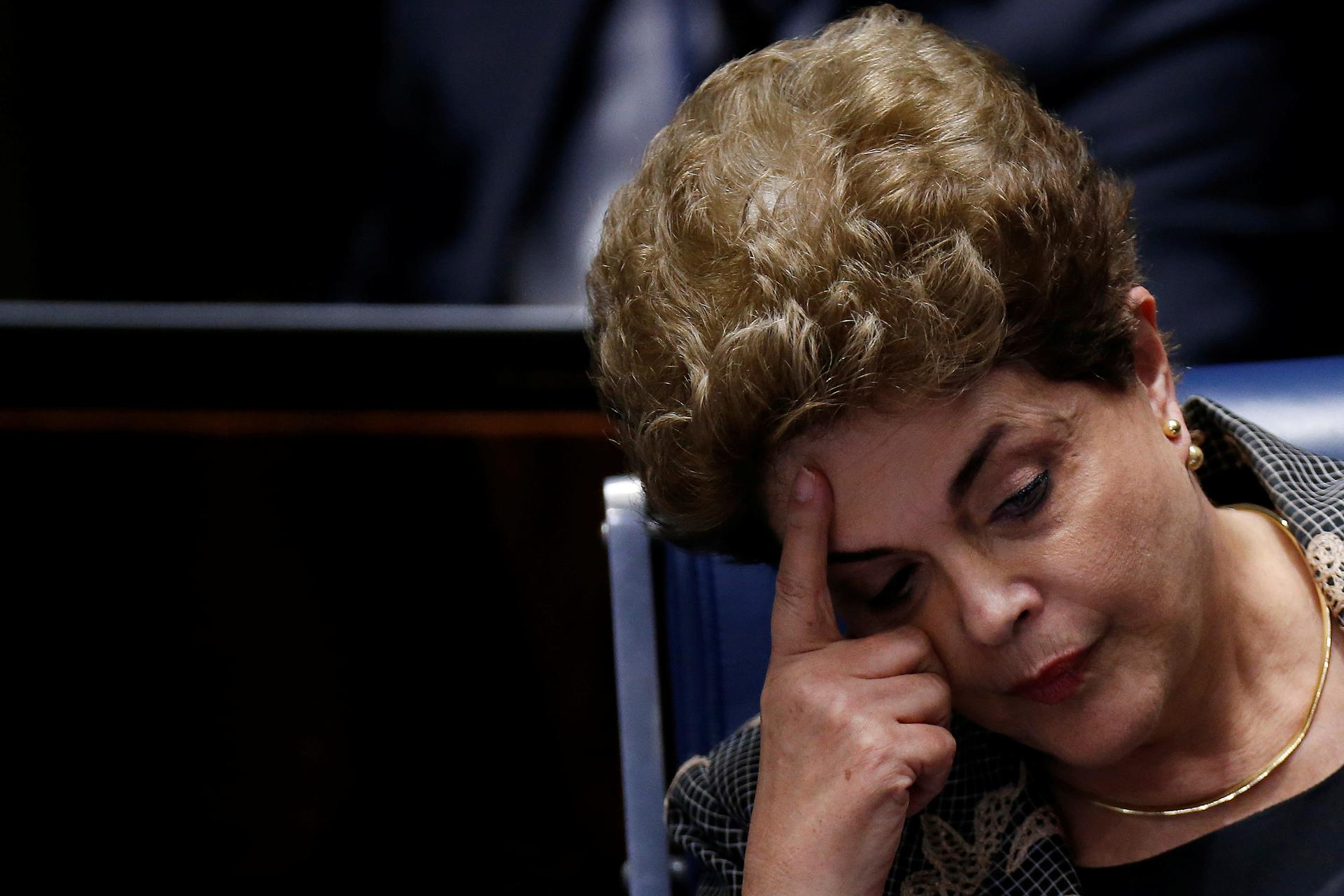 Dilma Rousseff at one of the final days of her impeachment trial debate before senators voted her out of office.