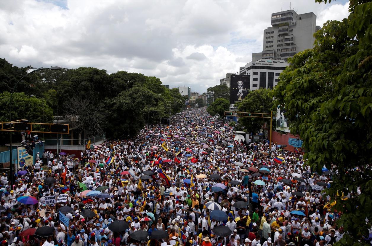 Opposition supporters take part in a rally to demand a referendum to remove Venezuela's President Nicolas Maduro in Caracas on Sept. 1.
