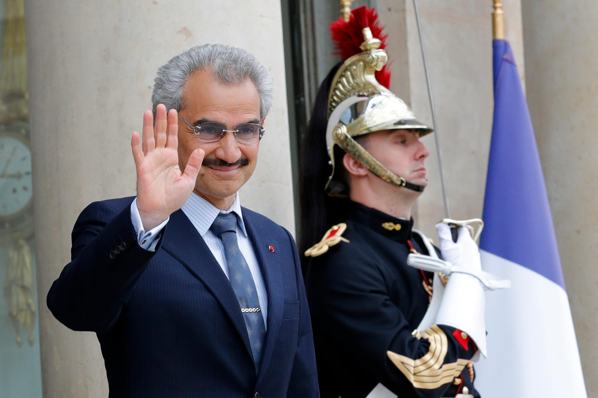Saudi Arabian Prince Al-Waleed bin Talal arrives at the Elysee palace in Paris, France