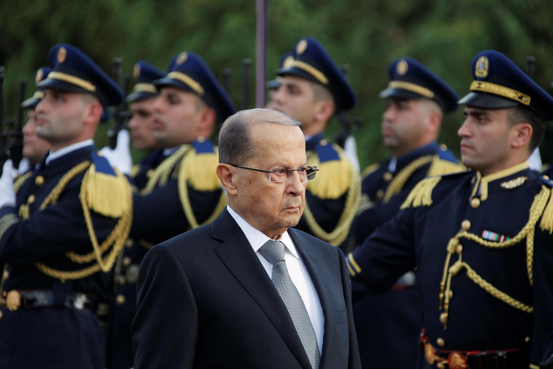Newly elected Lebanese President Michel Aoun arrives at the presidential palace in Baabda, near Beirut, Lebanon on Oct. 31.