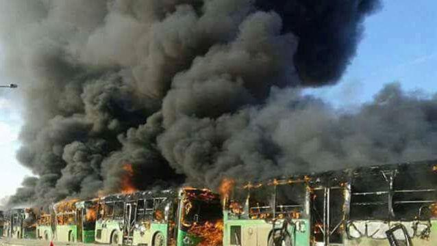 Syria buses attacked and burned