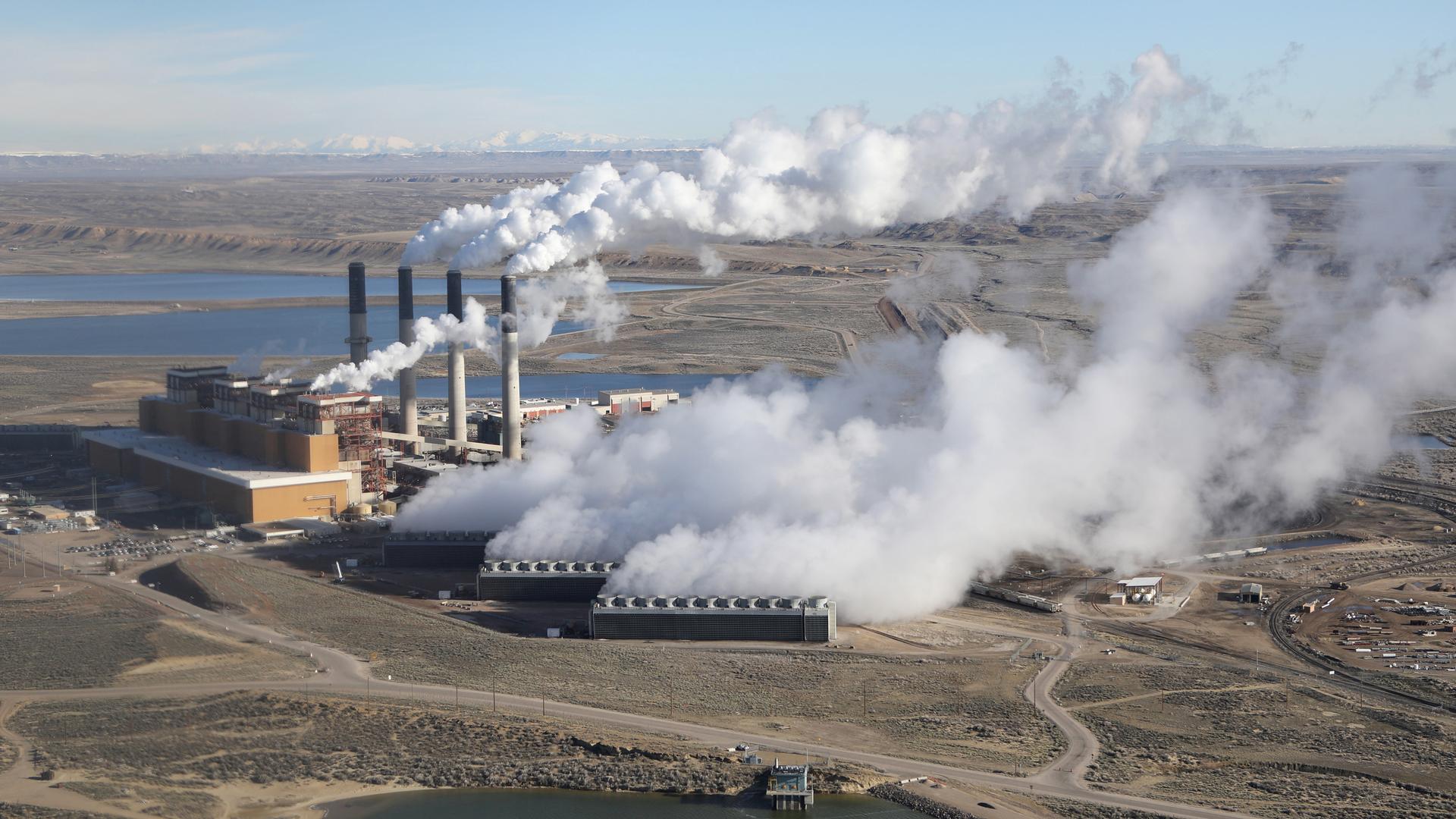 Coal-fired power plants like this one in Wyoming are among the largest sources of climate-altering pollution in the US, and had been targets of Obama administration rules to significantly cut US emissions under the Paris Climate agreement. President Trump