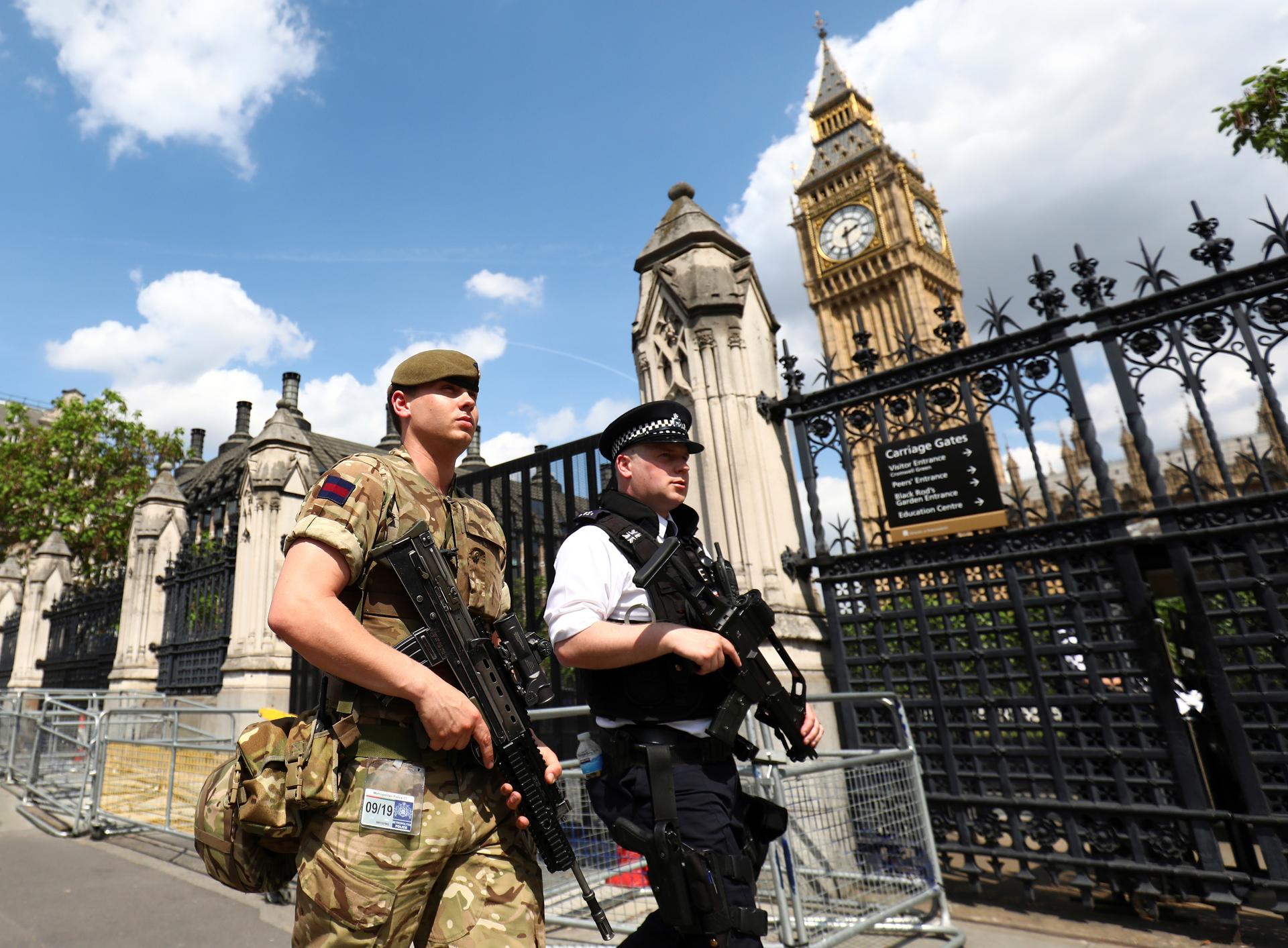 Troops have been deployed to guard key sites in London and other British cities.