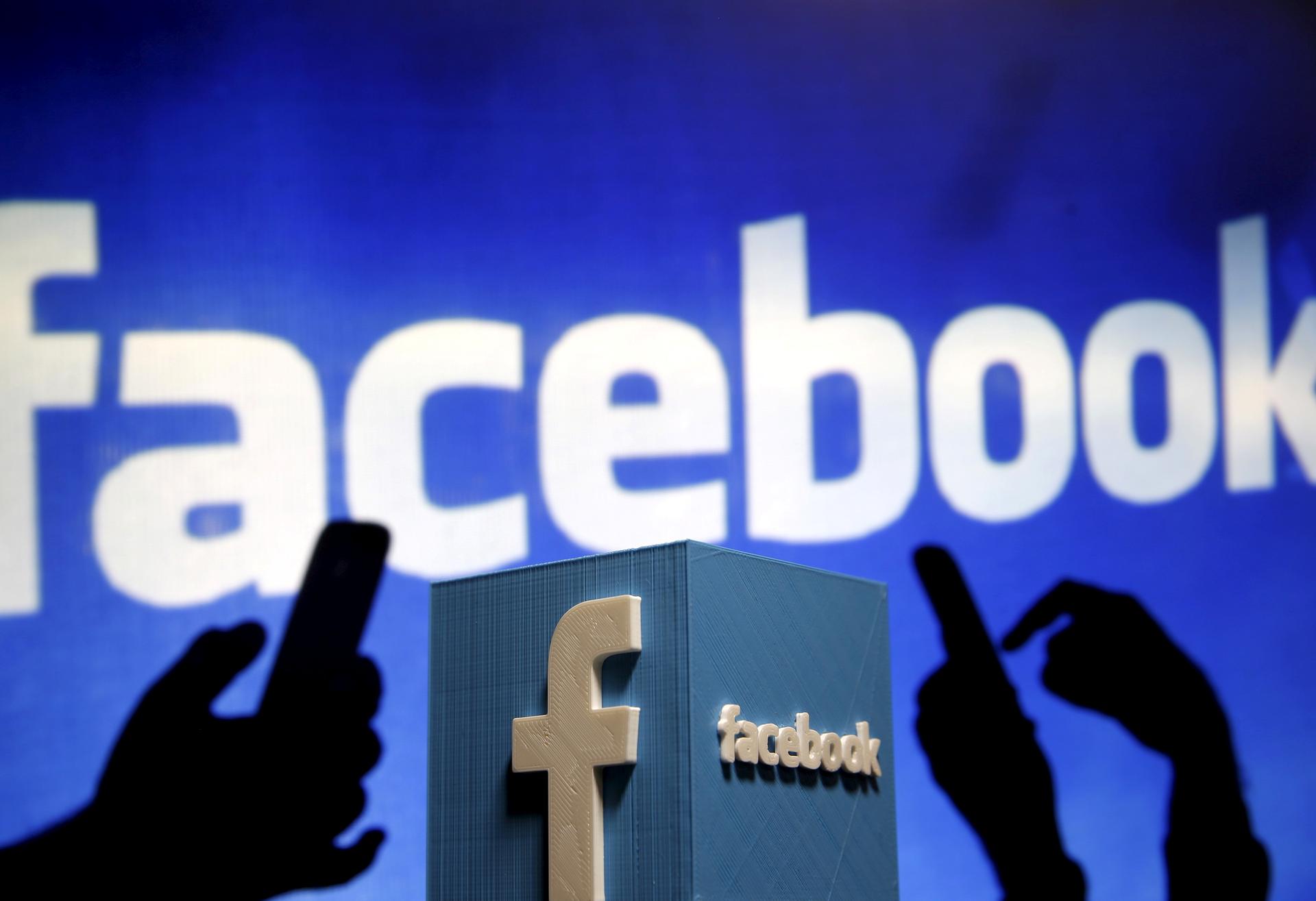 A 3D plastic representation of the Facebook logo is seen in this illustration photo May 13, 2015. 