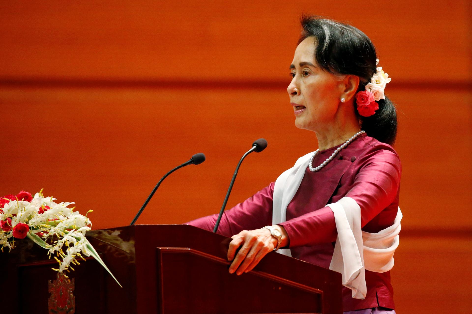 Myanmar State Counselor Aung San Suu Kyi delivers a speech to the nation over Rakhine and Rohingya situation.