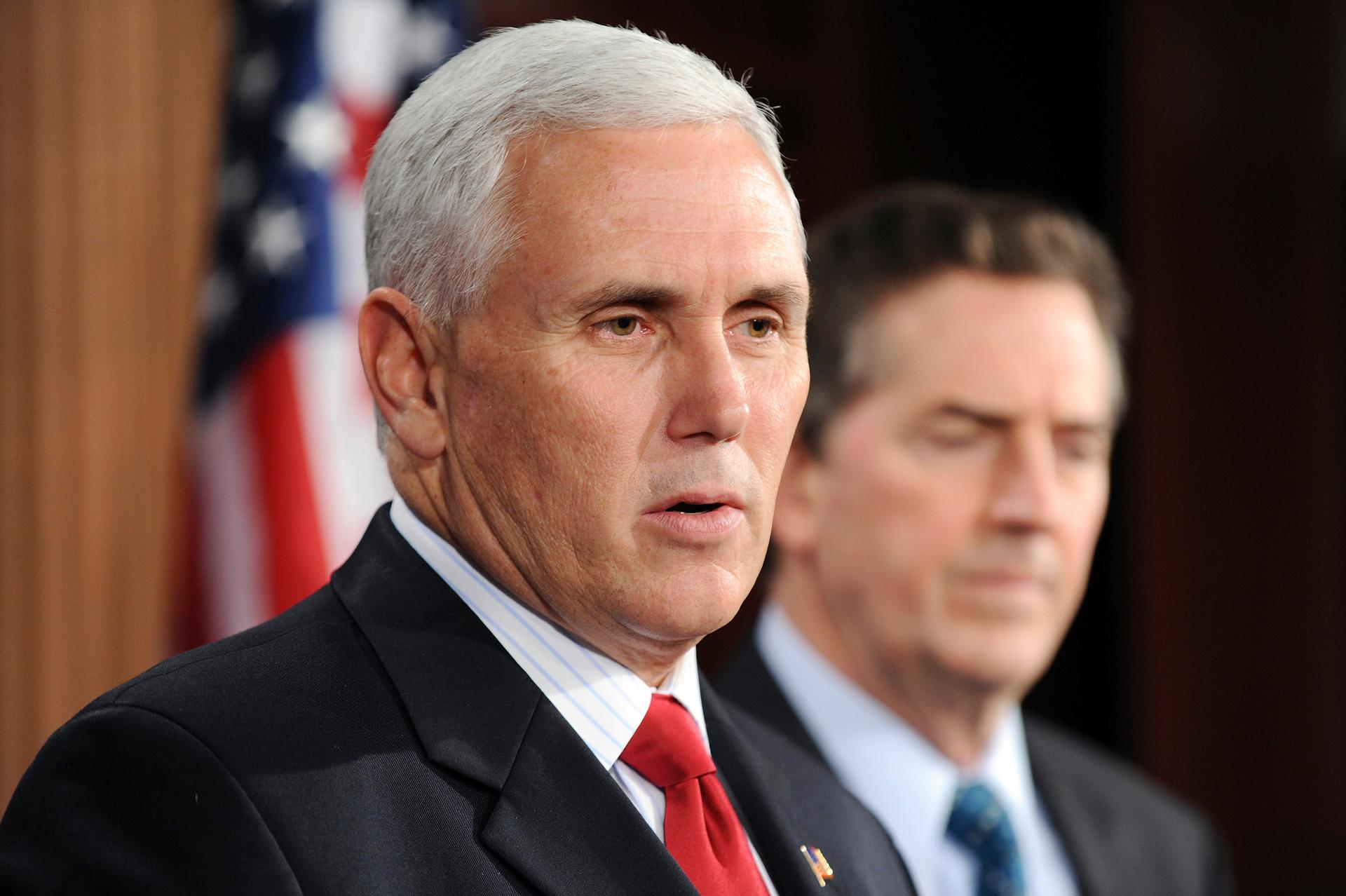 Indiana governor Mike Pence speak to reporters during a news conference at the U.S. Capitol in Washington December 2, 2010.