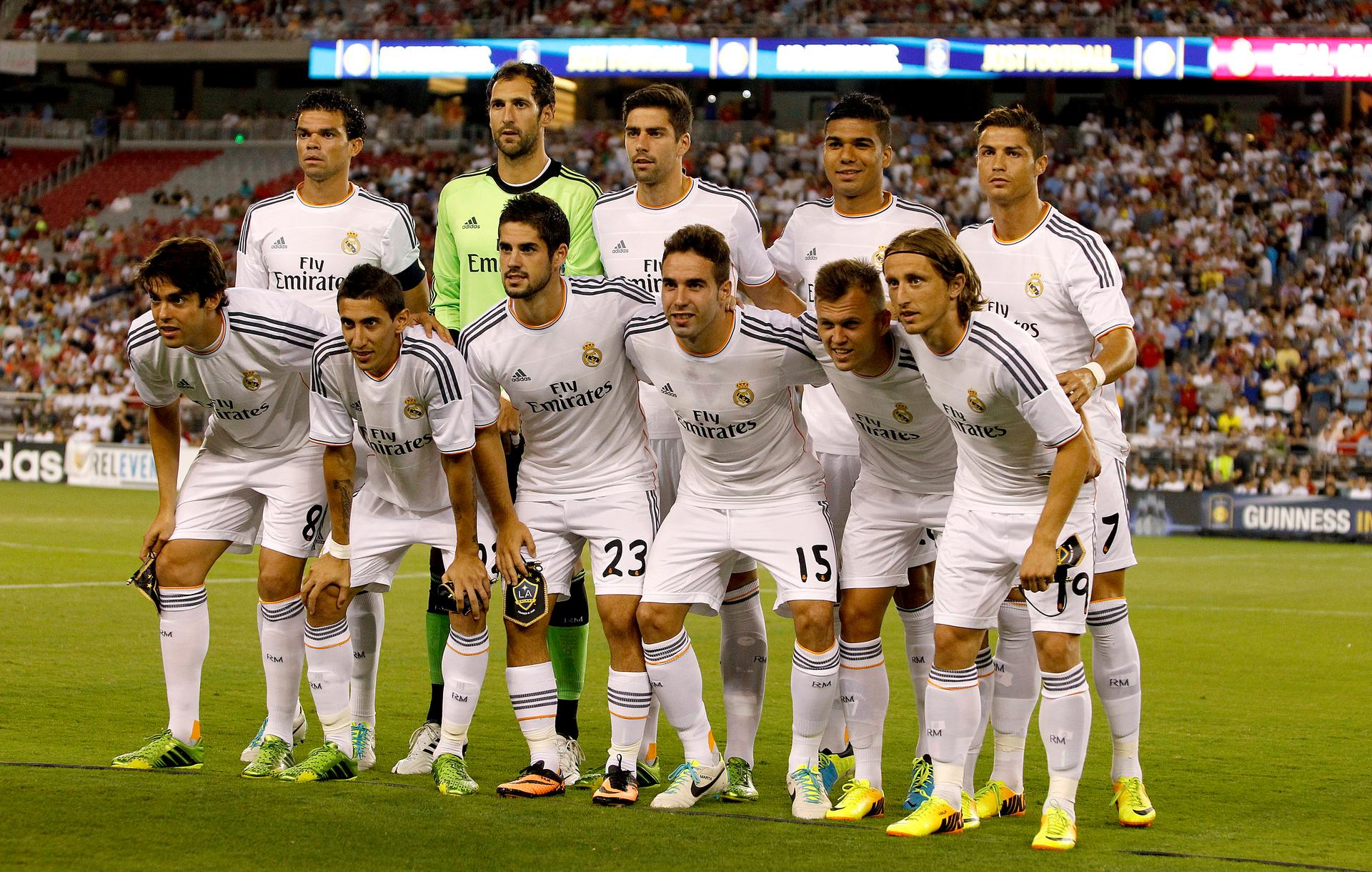 The Real Madrid team pose for a team photo in August 1, 2013.