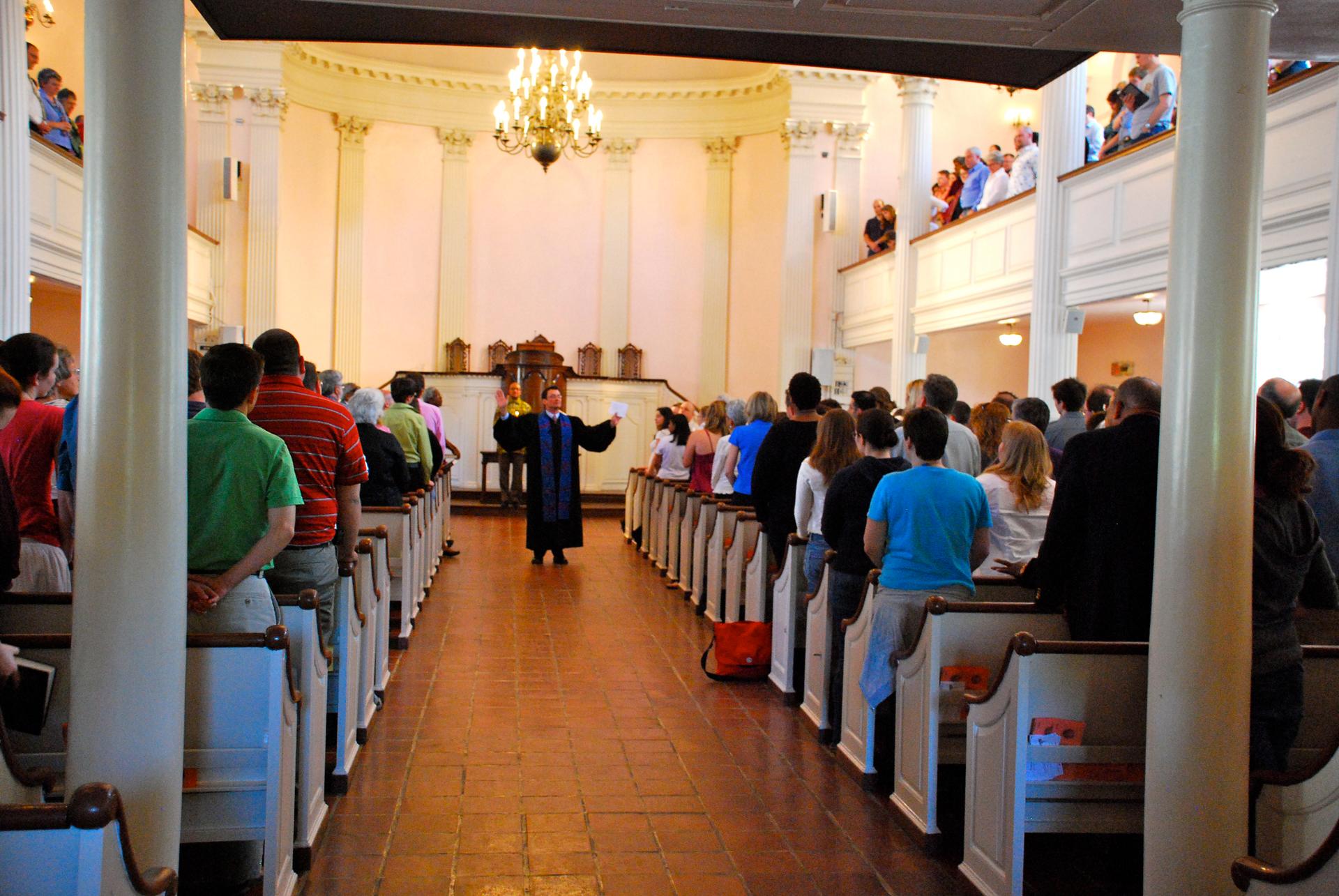 Sunday mass at the All Souls Church Unitarian in Washington DC.