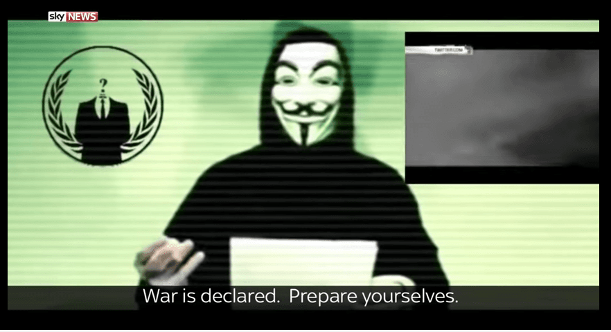 Screenshot from the YouTube video announcing Anonymous' war against ISIS