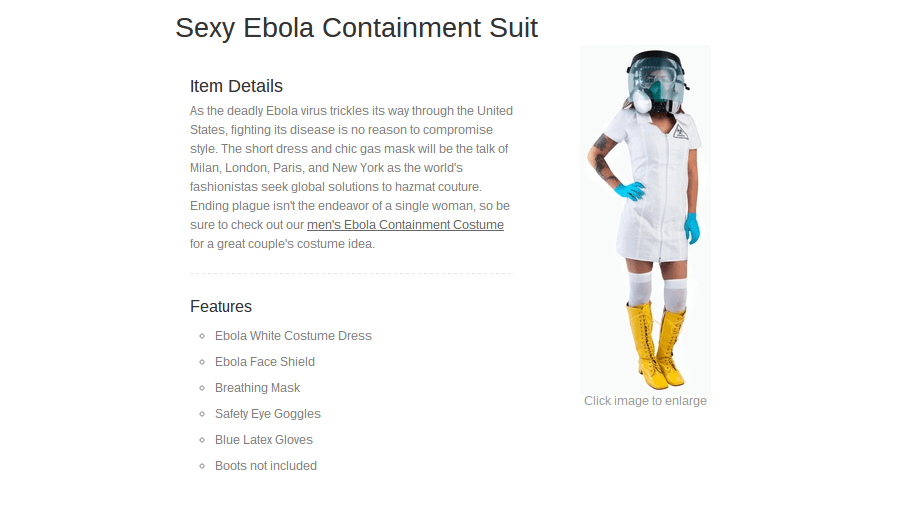 The Sexy Ebola Nurse Halloween costume