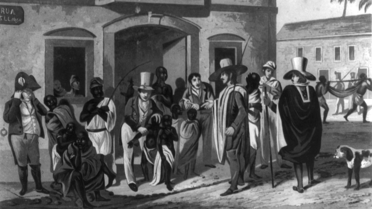 A slave market in Rio, c.1824
