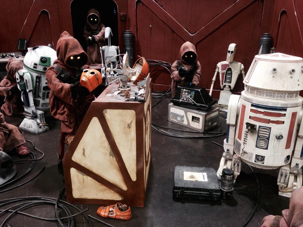 A set of Jawas and their droids at Star Wars Celebration 2015 at the Anaheim Convention Center.