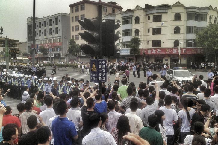 Workers on strike in China
