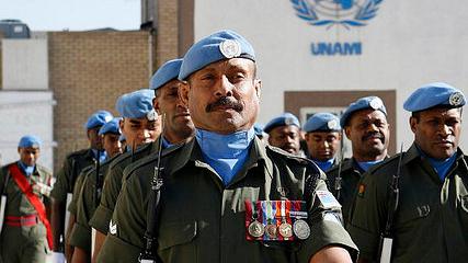 The UN's Fijian guard unit on parade in Iraq.