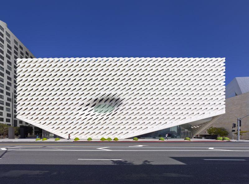 The exterior of the new Broad Museum in Los Angeles.