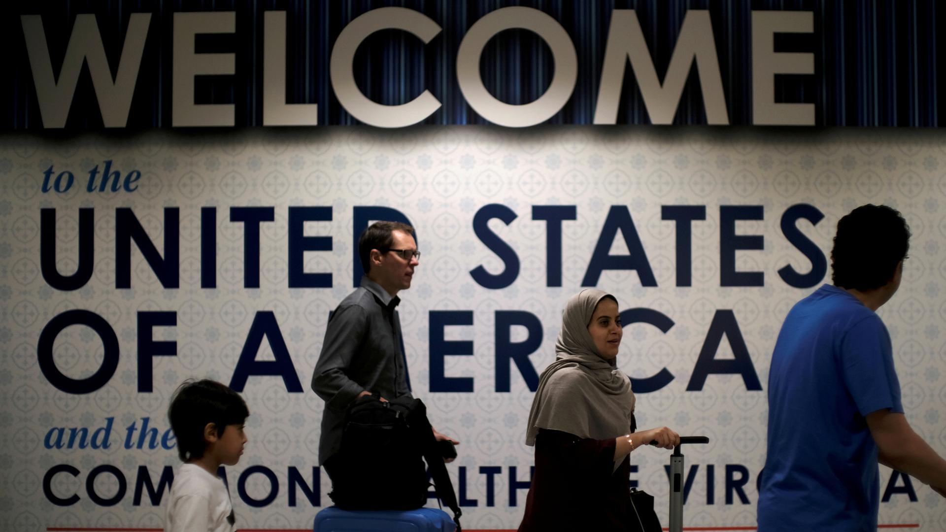 International passengers arrive at Washington Dulles International Airport.
