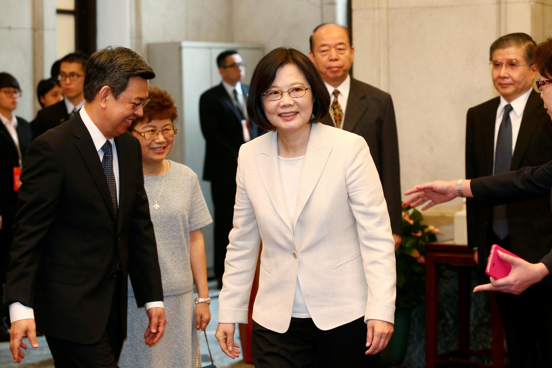 Tsai Ing-wen arrives at the Presidential Office to swear in as Taiwan's President in Taipei, Taiwan on May 20, 2016.
