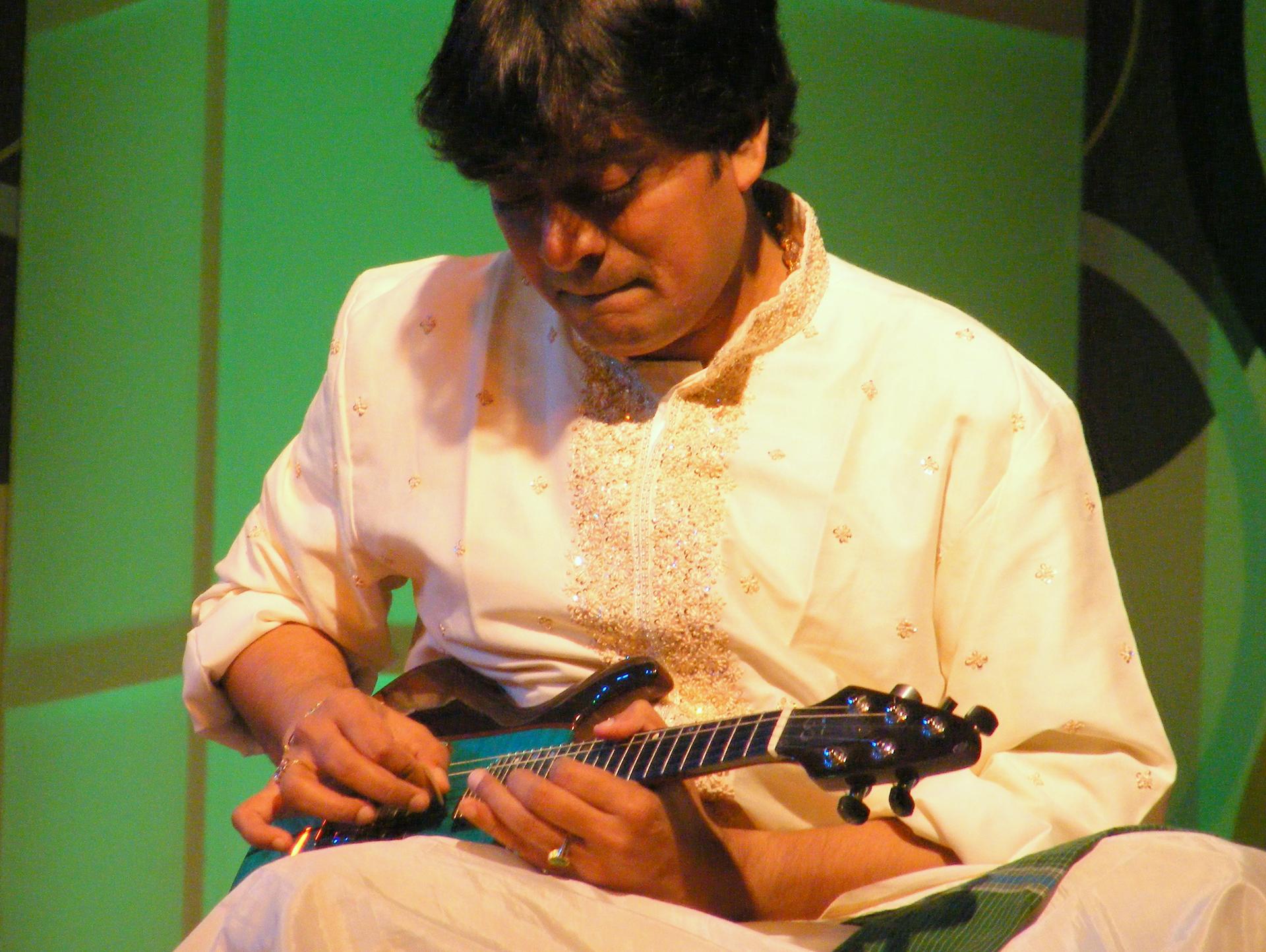 "Mandolin" Srinivas performs a live show in Pune, India, in 2009. The musician introduced his electric mandolin into India's ancient Carnatic music.