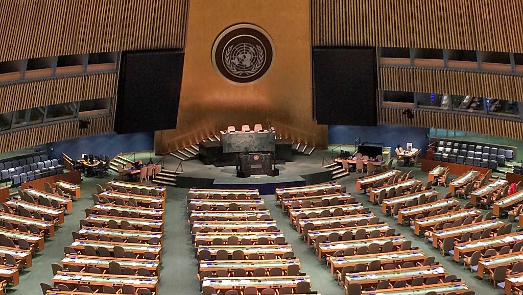 The United Nations General Assembly hall in New York, April 2016.
