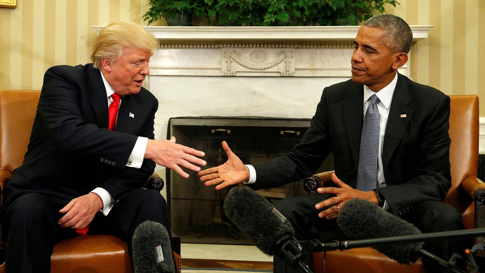 Obama meets with Trump at the White House in Washington